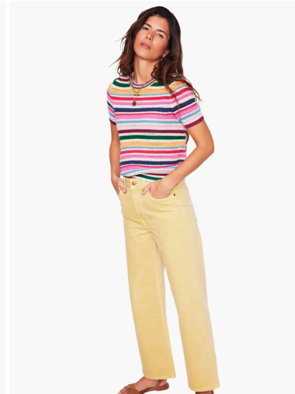 Stripe Open Stitch Cotton Sweater Boden xs